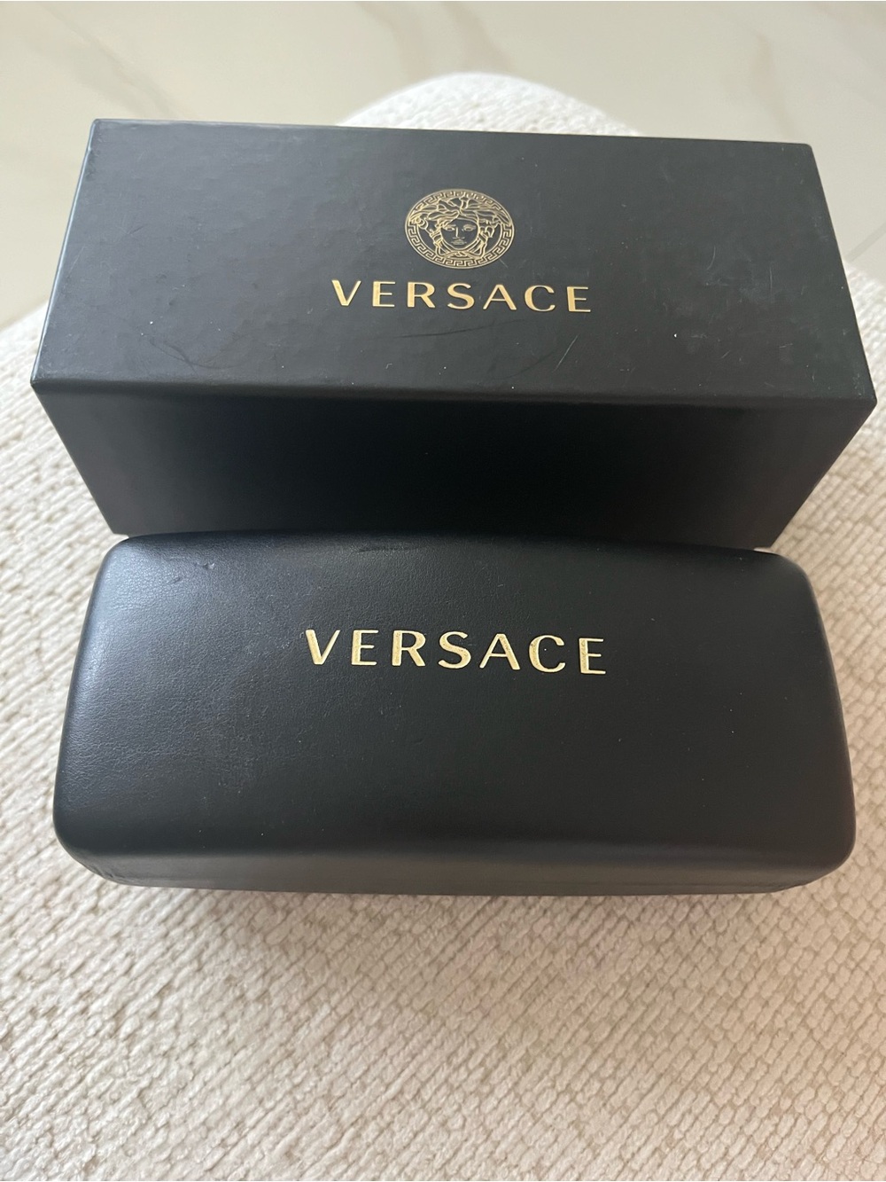 Versace Black and Gold Eyewear Case with box oversize